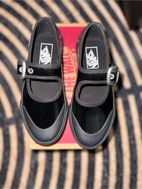 Vans Kids Black Mary Jane Buckle Shoes